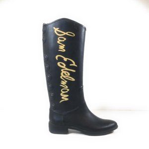 Sam Edelman Xenia Women Black Rubber Rain Knee High Wet Weather Boots Size 6 M